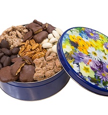 TIN, PECAN FAVORITE GIFT TIN, FLOWER BLOSSOM